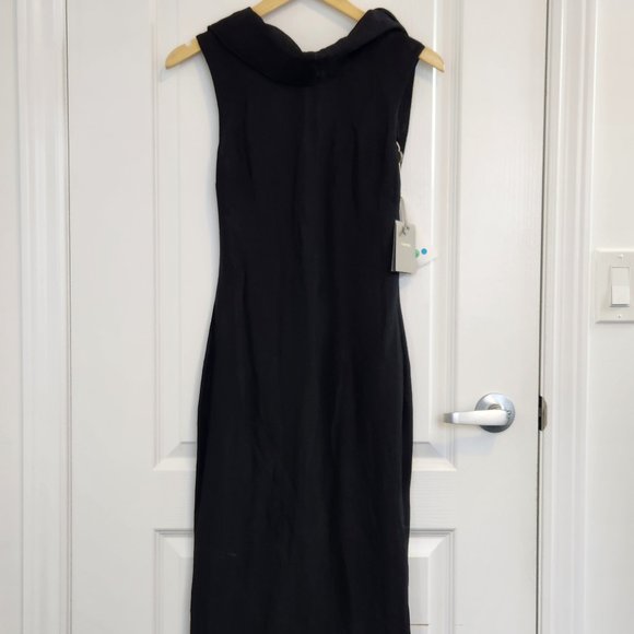 NWT Tom Ford Double Layer Mesh Cowl Neck Cut Out Back Fitted Black Dress 38 - Picture 1 of 10